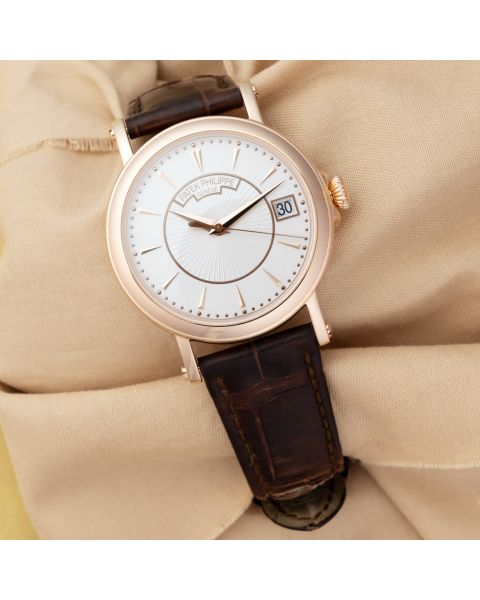 2018 Patek Philippe Calatrava 5153R-001, 38mm, Rose Gold, Silver Guilloche Dial