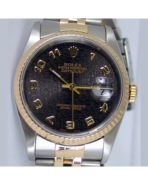 Rolex Datejust Gold Black Jubilee Arabic 16233 Watch Chest