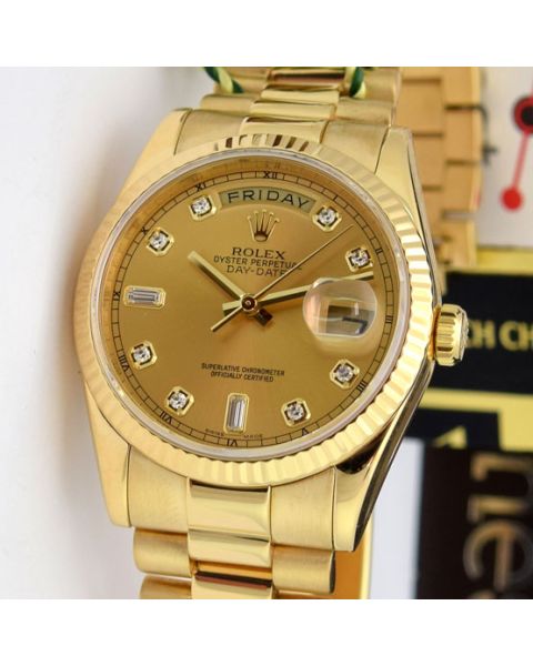 Rolex Day Date President Yellow Gold Champagne Diamond Dial 118238 Rehaut | WATCH CHEST