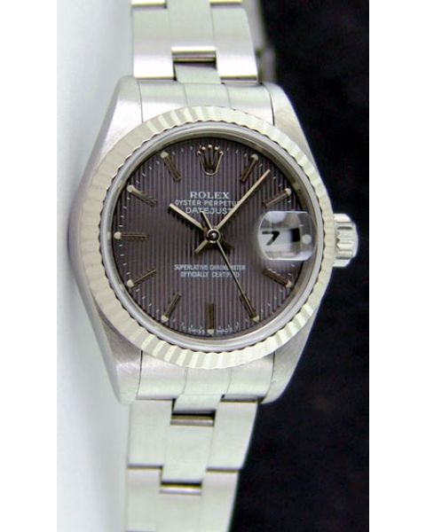 Rolex Lady Datejust White Gold Steel Grey Tapestry Index Dial 69174 Oyster | Watch Chest