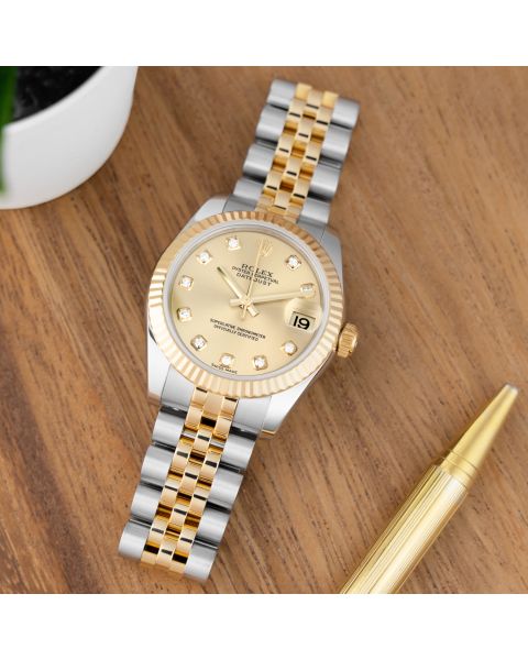 Rolex Datejust 31, 178273, Steel & Gold, Champagne Diamond Dial, Jubilee Bracelet, Box & Papers, Renewed