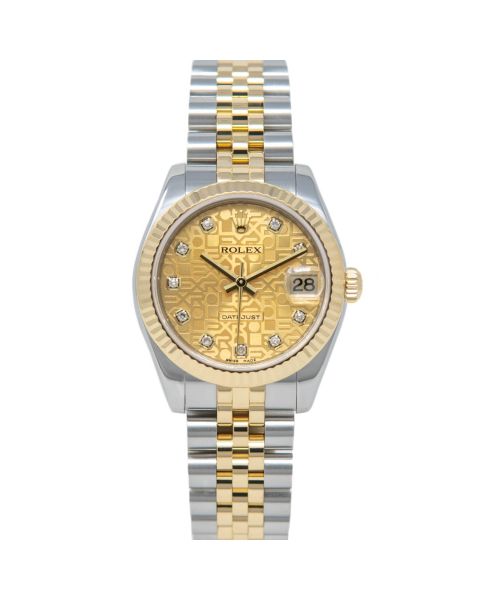Rolex Datejust 31, Champagne Jubilee Diamond Face, Steel & Gold, 178273

