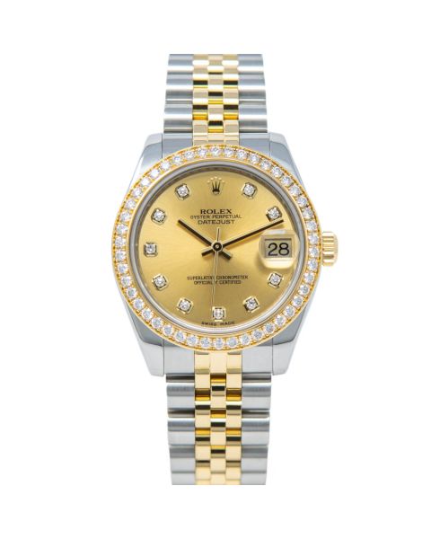 Rolex Datejust 31 178383 Wristwatch, Jubilee Bracelet, Champagne Diamond Dial, Diamond Bezel