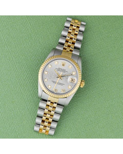 Rolex Datejust 31 68273, Yellow Gold & Steel, Silver Jubilee Diamond Dial, Jubilee Bracelet (Renewed)