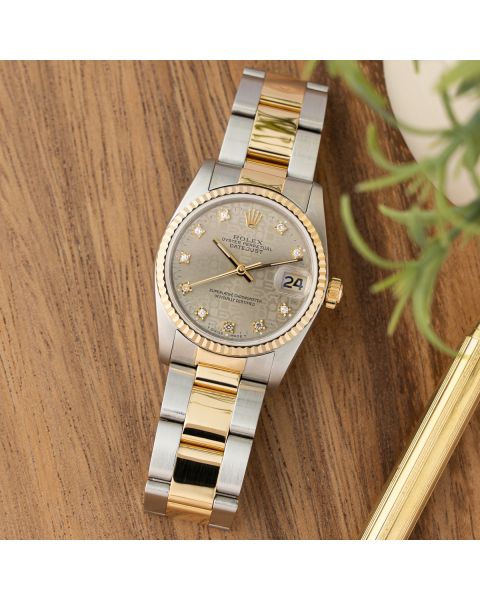 Rolex Datejust 31 68273, Yellow Gold & Steel, Silver Jubilee Diamond Dial, Oyster Bracelet