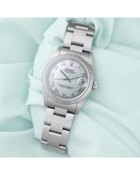 Rolex Datejust 31 68274, Steel & White Gold, Mother of Pearl Roman, Oyster Bracelet