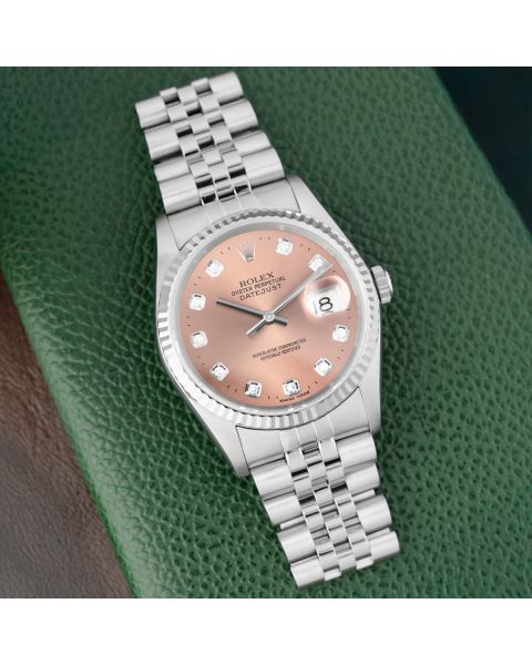 Rolex Datejust 36 16234, Steel & White Gold, Rose Diamond Dial, Jubilee Bracelet