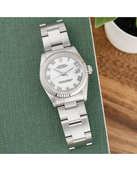 Rolex Datejust 31 68274 Wristwatch, White Roman Dial, Oyster Bracelet