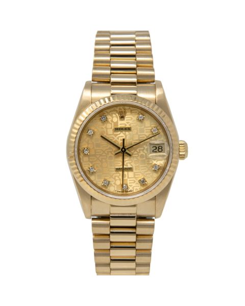 Rolex Datejust 31 68278 Wristwatch, President Bracelet, Champagne Jubilee Diamond Dial, Fluted Bezel