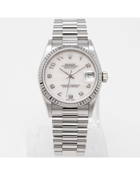 Rolex Datejust 31 68279 Wristwatch, Mother of Pearl Arabic Dial, Fluted Bezel, President Bracelet