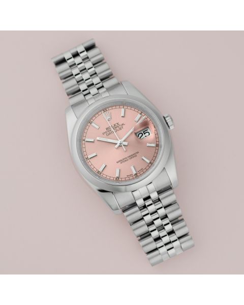 Rolex Datejust 36, 116200, Steel, Rose Index Dial, Jubilee Bracelet, Renewed