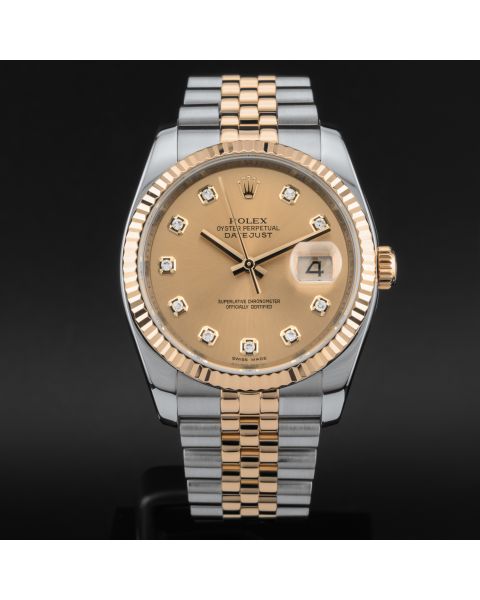 Rolex Datejust 36, 116233, Steel & Gold, Champagne Diamond, Jubilee Bracelet, Box & Papers, Renewed