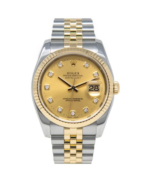 Rolex Men's Datejust 36 116233 Wristwatch, Jubilee Bracelet, Champagne Diamond Dial, Fluted Bezel