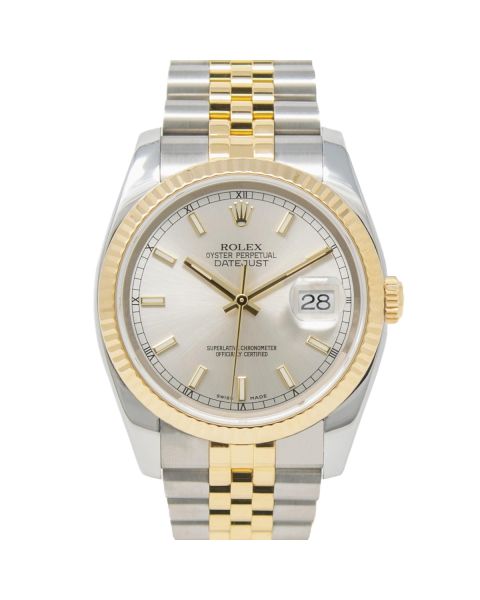 Rolex Datejust 36 116233 Wristwatch, Jubilee Bracelet, Silver Index Dial, Fluted Bezel