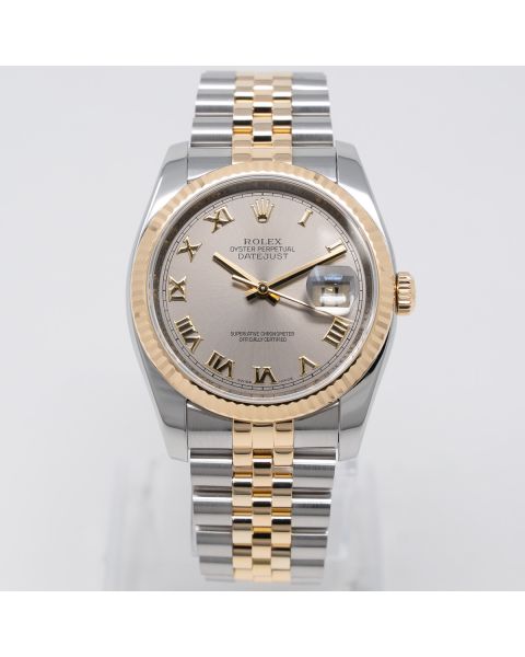Rolex Datejust 36 116233 Wristwatch, Jubilee Bracelet, Steel Roman Dial, Fluted Bezel