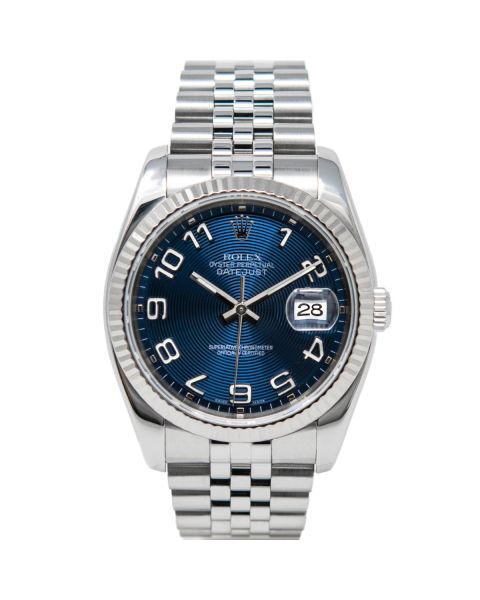 Rolex Men's Datejust 36 116234 Wristwatch, Jubilee Bracelet, Blue Concentric Arabic Dial, Fluted Bezel