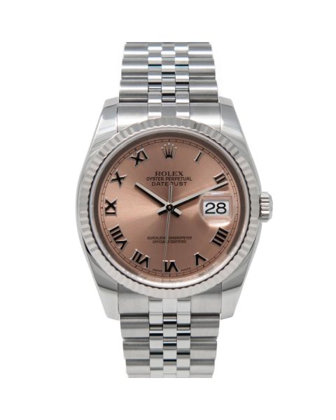 Rolex Datejust 36 116234 Wristwatch, Jubilee Bracelet, Rose Roman Dial, Fluted Bezel
