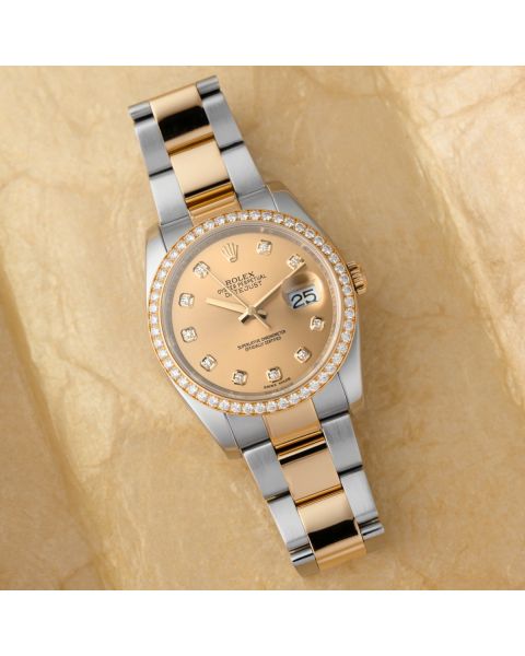 Rolex Datejust 36 116243, Steel & Gold, Champagne Diamond Dial, Oyster Bracelet