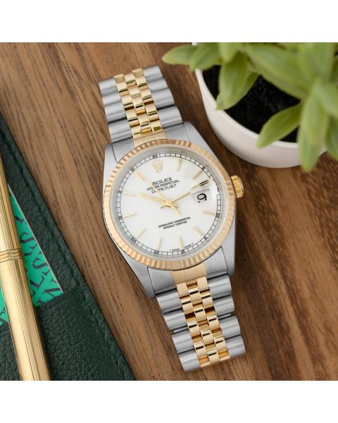 Rolex Datejust 36 16233, Steel & Yellow Gold, White Dial, Jubilee Bracelet, Box Only, Renewed