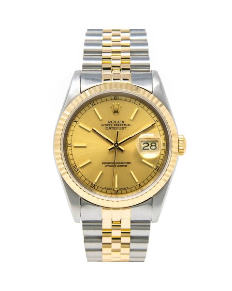 Rolex Men's Datejust 36 16233 Wristwatch, Jubilee Bracelet, Champagne Index Dial, Fluted Bezel