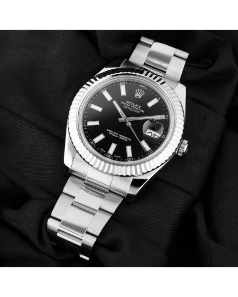 Rolex Datejust II 116334, Steel & White Gold, Black Index Dial, Oyster Bracelet