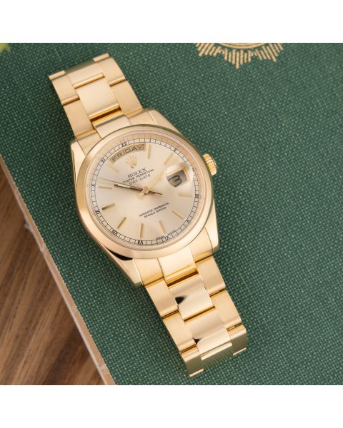Rolex Day-Date 36, 118208, Yellow Gold, Champagne Dial, Oyster Bracelet, Renewed