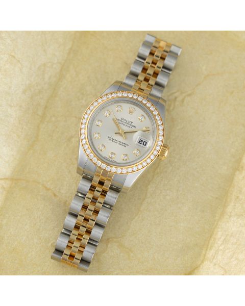 Rolex Lady-Datejust 26 179383, Steel & Yellow Gold, Silver Diamond Dial, Jubilee Bracelet, Box & Papers
