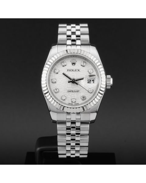 Rolex Lady-Datejust 26 179174 Wristwatch, Jubilee Bracelet, Silver Jubilee Diamond Dial, Fluted Bezel