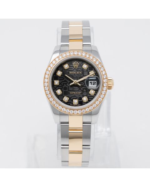 Rolex Lady-Datejust 26 179383 Wristwatch, Black Jubilee Diamond Dial, Oyster Bracelet, Diamond Bezel
