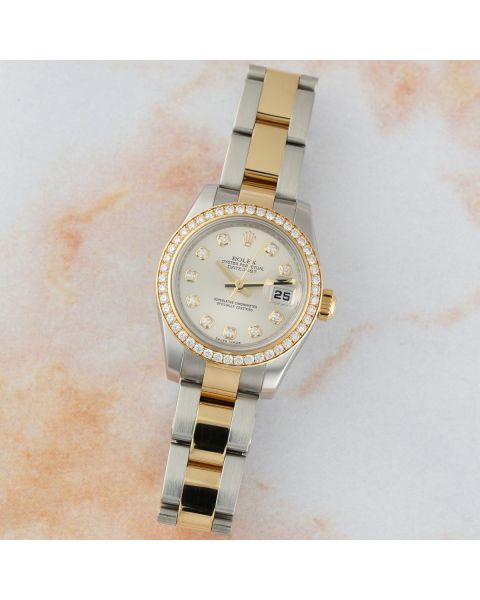 Rolex Lady-Datejust 26 179383, Steel & Yellow Gold, Silver Diamond Dial, Oyster Bracelet, Box & Papers