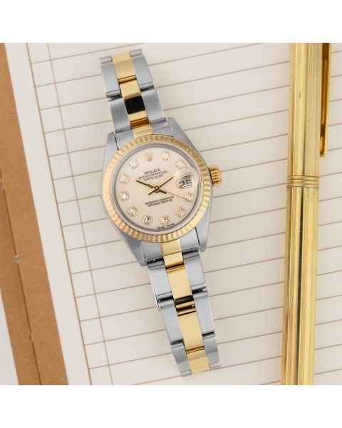 Rolex Lady-Datejust 26 79173, Yellow Gold & Steel, Ivory Diamond Dial, Oyster Bracelet, Renewed