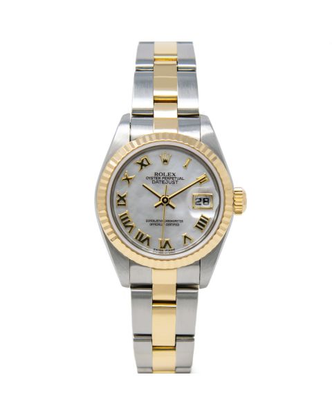 Rolex Lady Datejust 79173 Wristwatch, Oyster Bracelet, Mother of Pearl Roman, Fluted Bezel