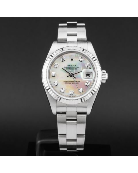 Rolex Lady-Datejust 26 79174 Wristwatch, Mother of Pearl Diamond Dial, Oyster Bracelet, Fluted Bezel