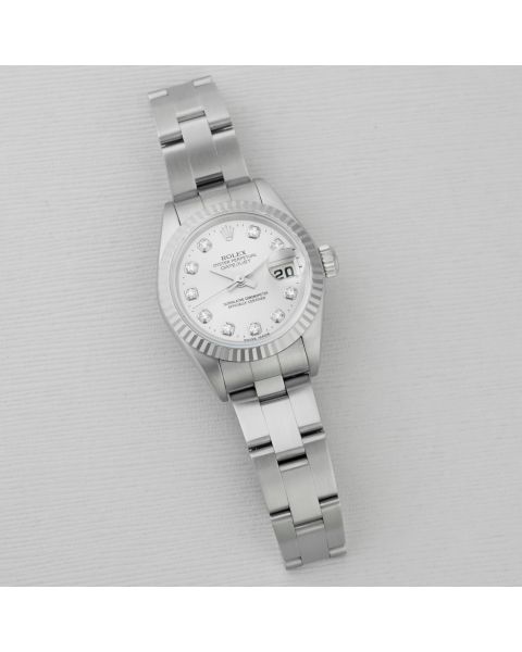 Rolex Lady-Datejust 26, 79174, Steel & White Gold, Silver Diamond Dial, Oyster Bracelet, Box Only, Renewed