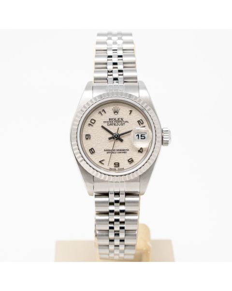 Rolex Lady-Datejust 26 79173 Wristwatch, Jubilee Bracelet, Ivory Jubilee Arabic Dial, Fluted Bezel