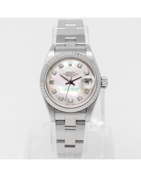 Rolex Lady-Datejust 26 79174 Wristwatch, Mother of Pearl Diamond Dial, Oyster Bracelet, Fluted Bezel