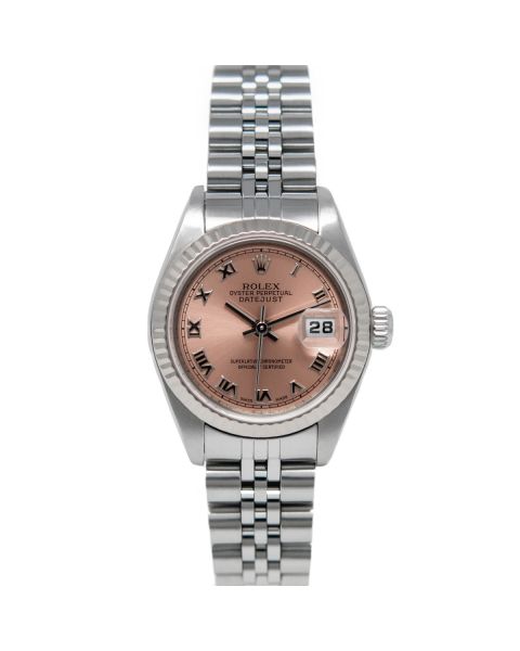 Rolex Lady-Datejust 79174 Wristwatch, Jubilee Bracelet, Rose Roman Dial, Fluted Bezel