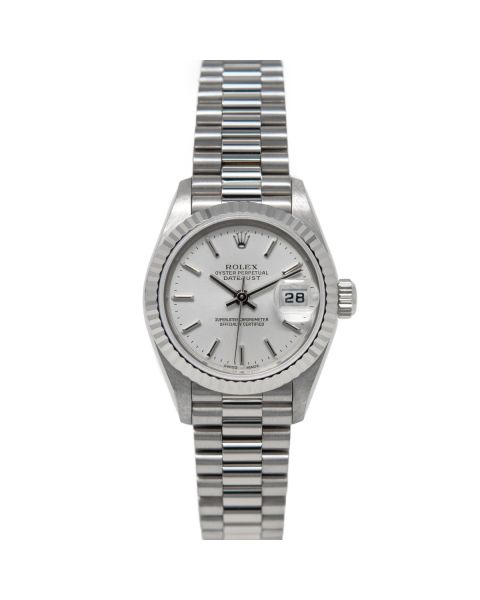 Rolex Lady-Datejust 79179 Wristwatch, President Bracelet, Silver Index Dial, Fluted Bezel