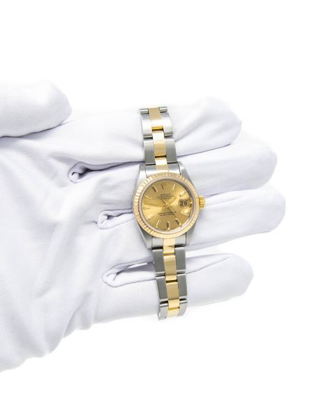 Rolex Lady Datejust 69173 Wristwatch, Oyster Bracelet, Champagne Index Dial, Fluted Bezel