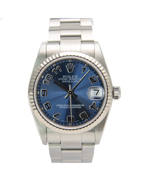 Rolex Datejust 31, Blue Concentric Face, Steel & White Gold, 68274