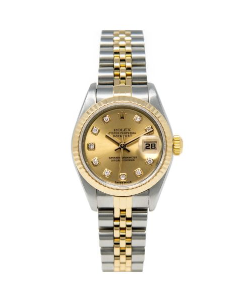 Rolex Lady Datejust 79173 Wristwatch, Jubilee Bracelet, Champagne Diamond Dial, Fluted Bezel