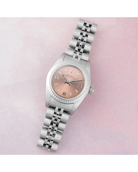 Rolex Oyster Perpetual 24 76094, Stainless Steel & White Gold, Rose Arabic Dial, Jubilee Bracelet