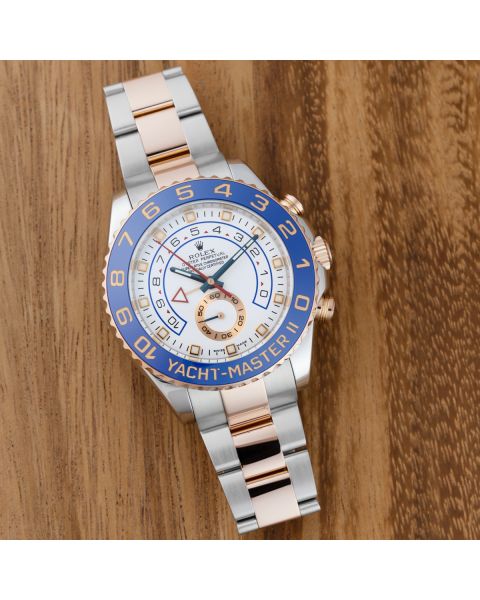 Rolex Yacht-Master II 116681, Steel & Rose Gold, White Dial, Oyster Bracelet
