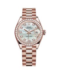 Rolex Lady-Datejust 28 279135RBR Wristwatch President Bracelet Mother of Pearl Diamond Dial Diamond Bezel