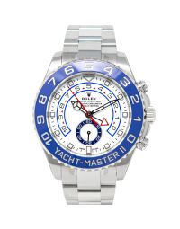 New Rolex Yacht-Master II 116680 Wristwatch, Oyster Bracelet, White Dial, Blue Rotatable Bezel