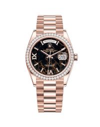 Rolex Day-Date 36 128345RBR Wristwatch, President Bracelet, Eisenkiesel Diamond Dial, Diamond Bezel