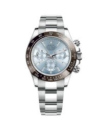 New Rolex Cosmograph Daytona 116506 Wristwatch, Oyster Bracelet, Ice-Blue Diamond Dial, Brown Tachymeter Bezel