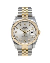 Rolex Datejust 36 116203 Wristwatch, Jubilee Bracelet, Silver Diamond Dial, Smooth Bezel