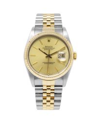 Rolex Datejust 36 16233 Wristwatch, Jubilee Bracelet, Champagne Dial, Fluted Bezel