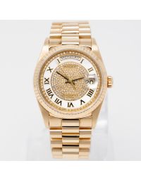 Rolex Day-Date 36 18238 Wristwatch, Carousel Dial, President Bracelet, Fluted Bezel